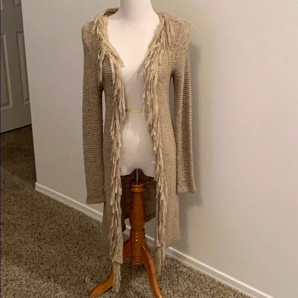 Saopaulo Woven and Fringed Long Sweater